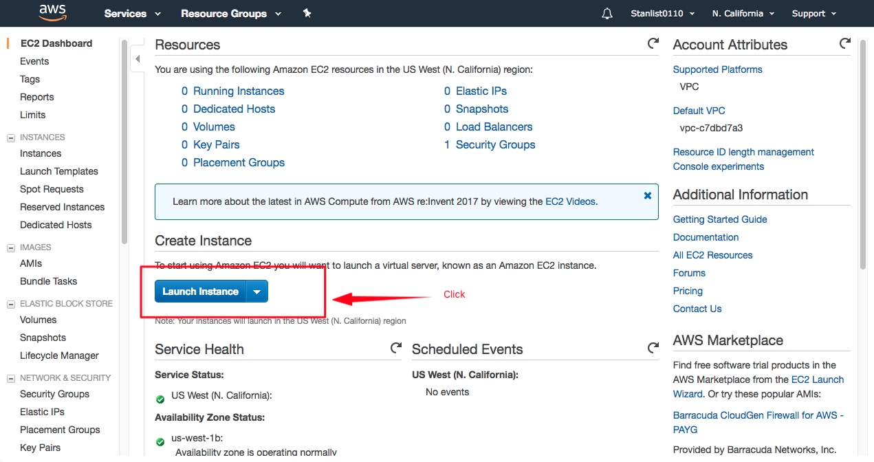 launch EC2 instance