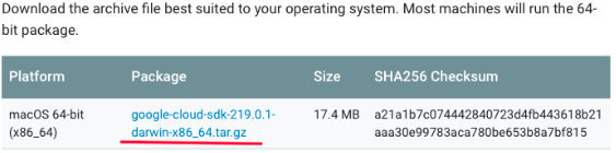 Dowanload Google Cloud SDK